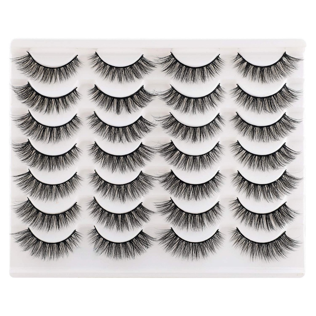 Newcally Cils Faux cils Chat Yeux Wispy Natural Faux Cils Mink 14 Paires Pack Léger Volume Court Faux Cils Yeux Multipack