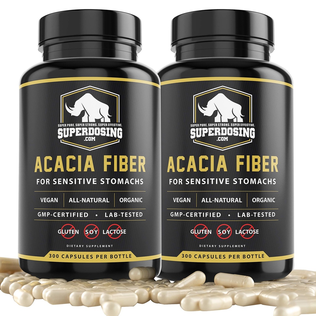 Fast Acting, Organic Acacia Senegal Fiber Capsules 600pk. Natürliche lösliche Faser Ergänzung Pille. Vegan Prebiotic Capsules.