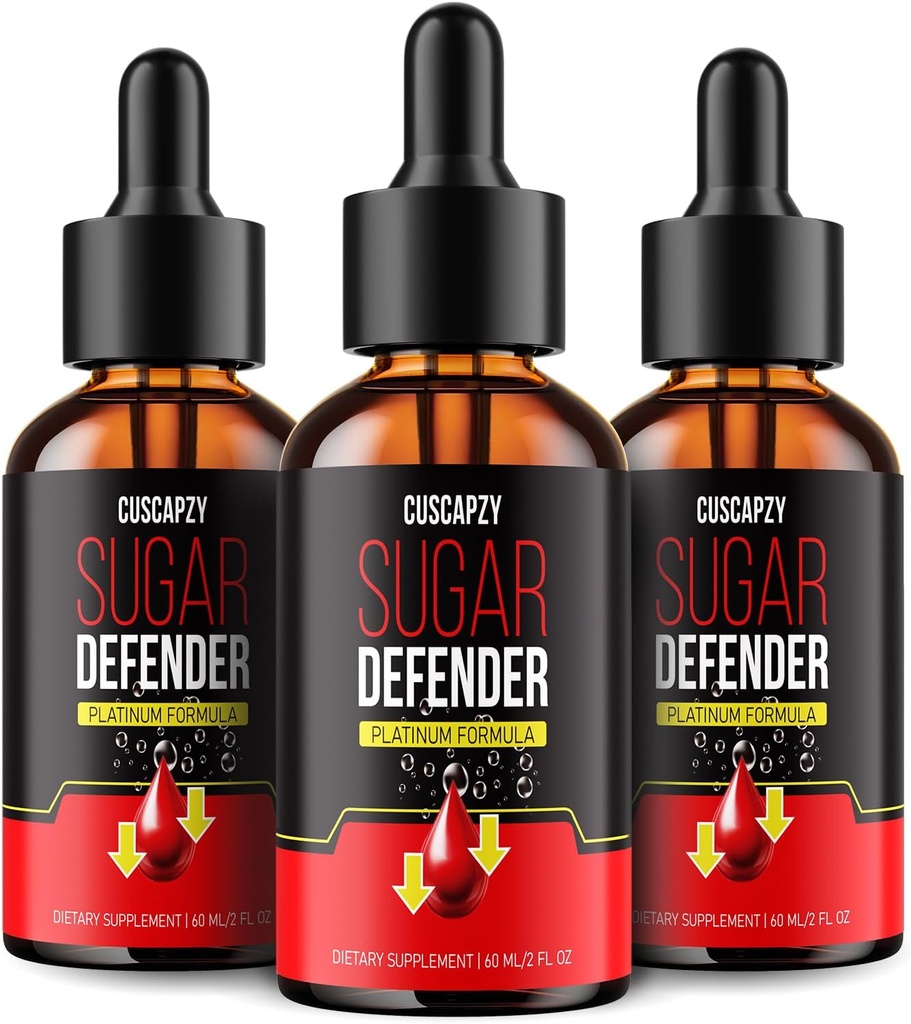 Keine Verschreibung erforderlich, Zucker Defender Drops, Zucker Defender Liquid, Platinum-Formel, Packung von 3