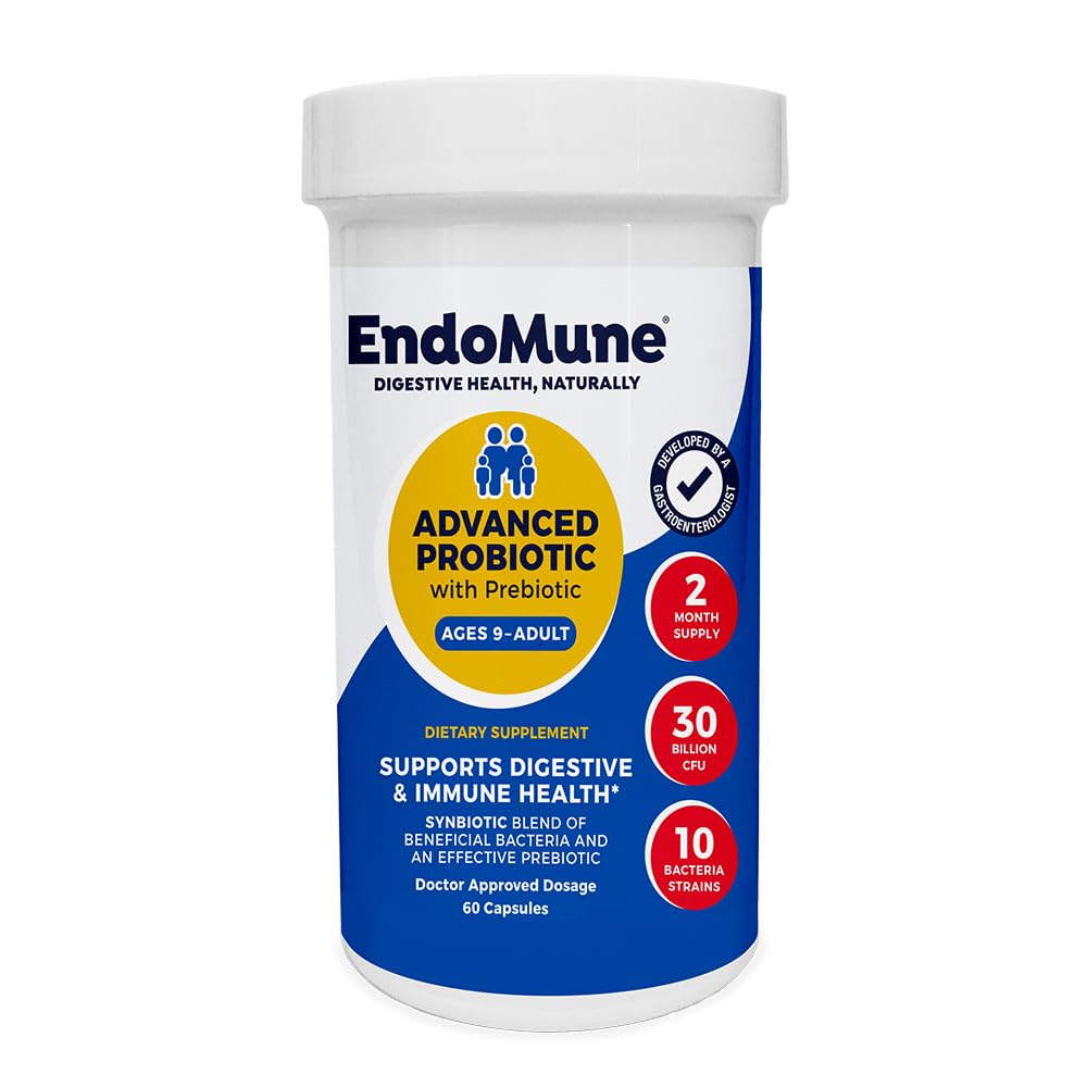 Endomune Advanced Adult Multi-Strain Probiotic Supplement mit Präbiotikum - 10 Strains, 30 Billion CFU - Physician Formuliert (60-Count)