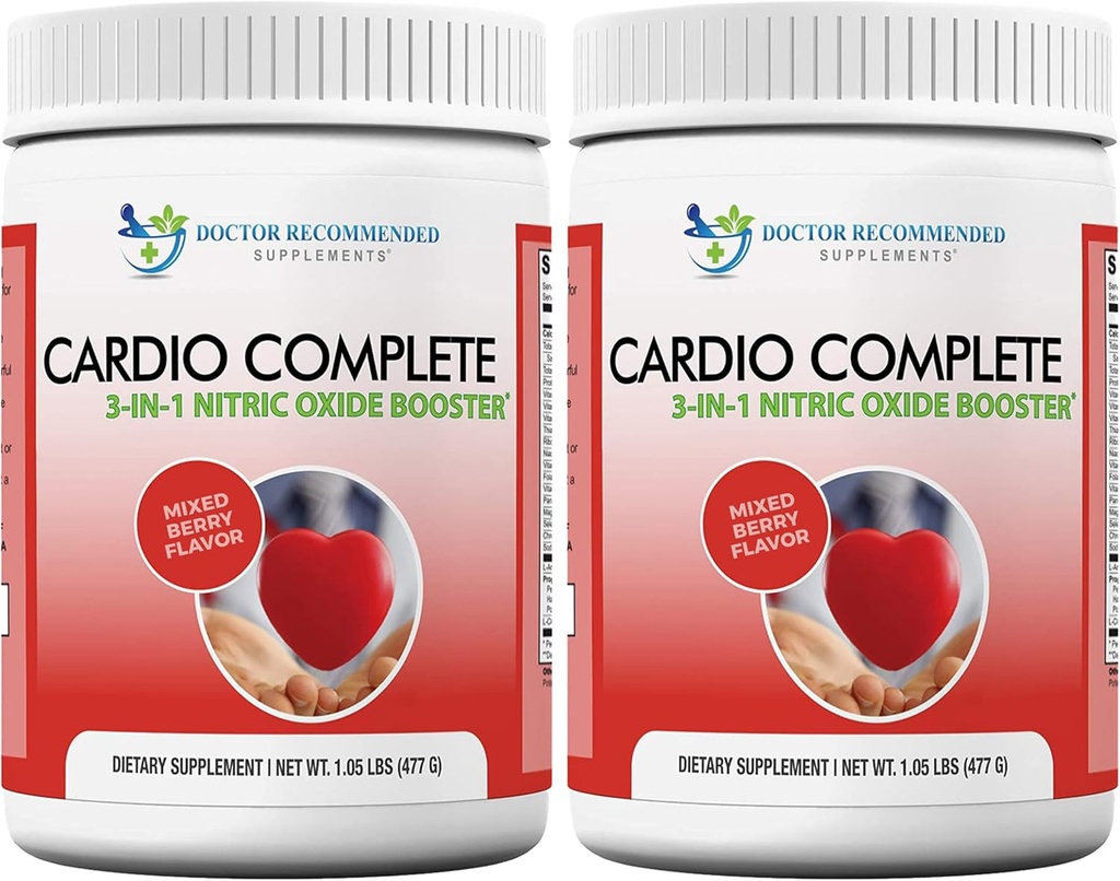 Cardio Complete - Heart Health Support Powder Supplement - 3-in-1 Nitric Oxid Booster mit 5.000 L-Arginin, 1.000mg L-Citrulline und Hawthorn Berry, 2 Pack