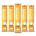 nutrazul crème triple action comprimés effervescents avec vitamine C 1000mg, vitamine D, zinc, soutien quotidien routine, sans gluten, sans sucre, sans lactose, saveur orange, 20 comprimés (paquet de 5x20)