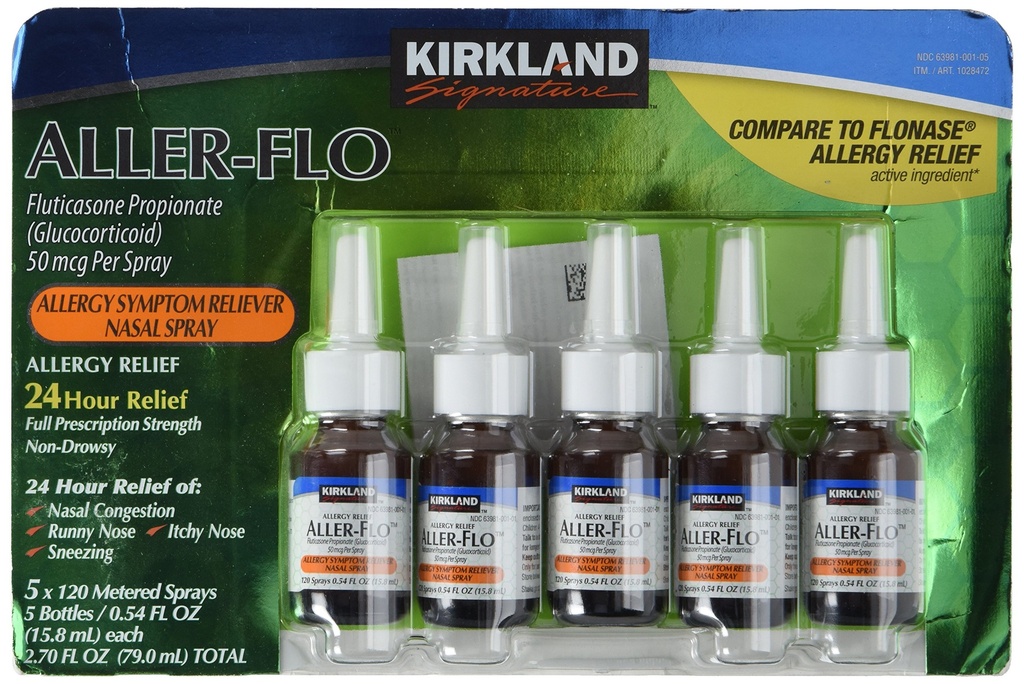 KIRKLAND SIGNATURE Kirkland Aller-Flo Fluticasone Propionate (Glucorticoid), 0.54 Fl Oz. (Pack mit 5)