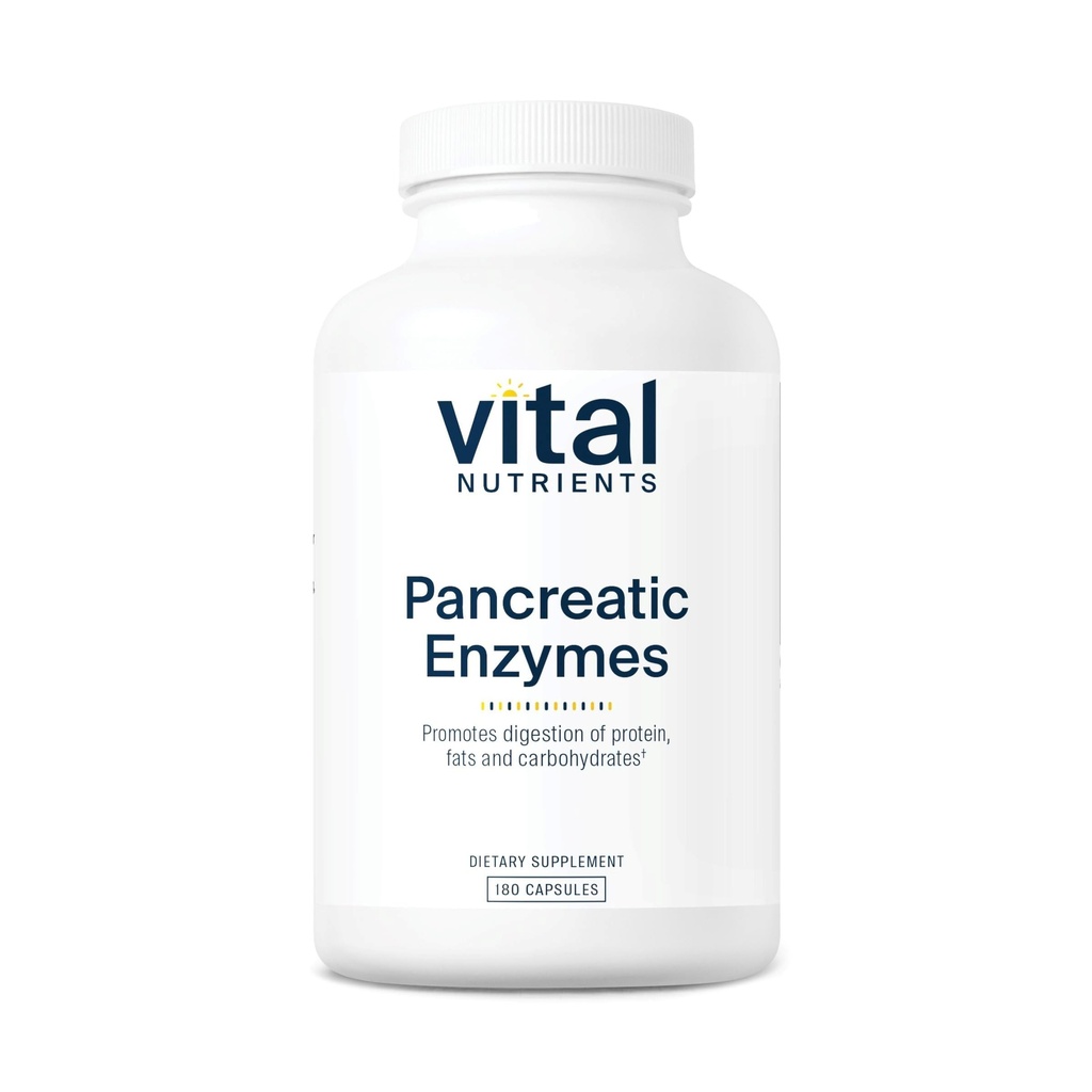 Vital Nährstoffe Pankreasenzyme 1000mg (Full Strength) | Pankreatin Verdauungsergänzung mit Protease, Amylase & Lipase | Verdauungsenzyme | Gluten, Dairy und Soy Free | 180 Kapseln