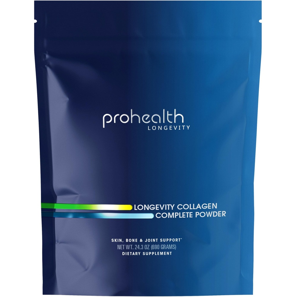 ProHealth Longevity Collagen Peptides Powder - für Menschen über 40. 20g Multi Collagen. 2g Pro-Collagen. Hyaluronsäure. Typ I, II, III, V, X für Gelenke, Knochen, Haare, Haut, Muskeln, Gut - 30 Servierungen