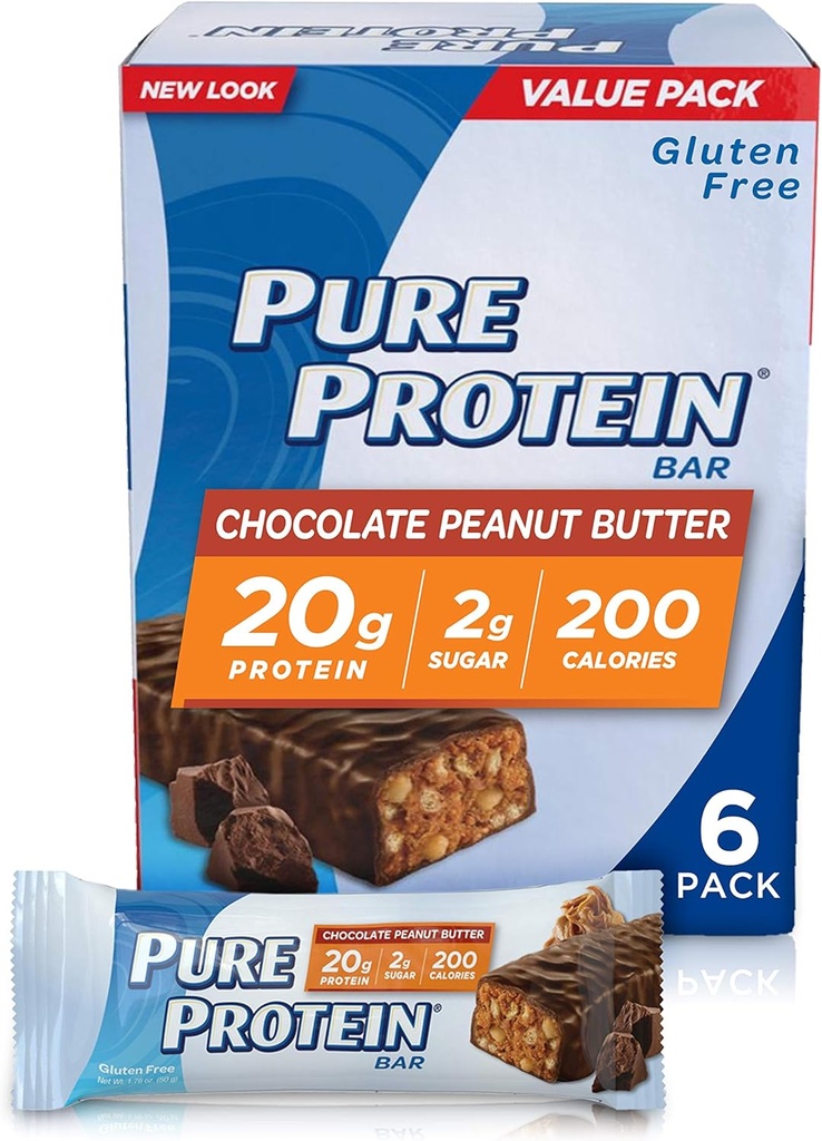 Pure Protein-High Protein Bar Schokolade Peanut Butter-Protein Bars--20 Gramm Protein pro Bar--Gluten Free--6-1.76-Ounce Bars