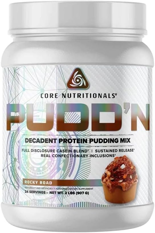 Noyaux nutritionnels Pudd'n, Mélange de pudding de protéines décadentes, Divulgation complète Mélange de caséine, Libération prolongée, Protéine 20G, 27 portions (Road Rocky, 2 lb)