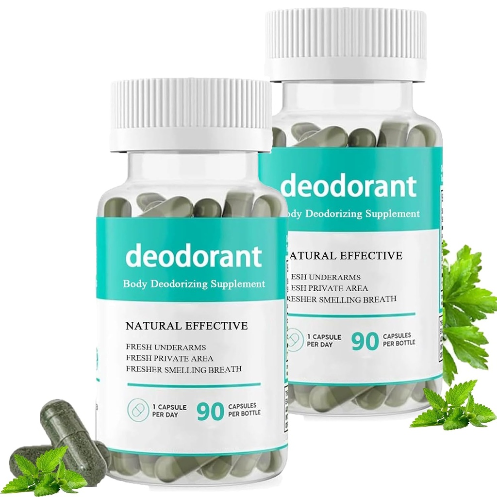 Body Deodorierende Ergänzung,Body Deodorierende Kapseln,Body Deodorant Kapseln für Detox, Verdauung, Gut Gesundheit, Haut Unterstützung 90 Kapseln (2)