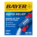 Bayer Rapid Relief Powder Packs with Aspirin & Caféine, Dissolvable Fast Aging Pain Relief for Headache, Muscle and Body Pain, Raspberry Flavor (Emballage peut varier), Pack de 3 x 10 Compte