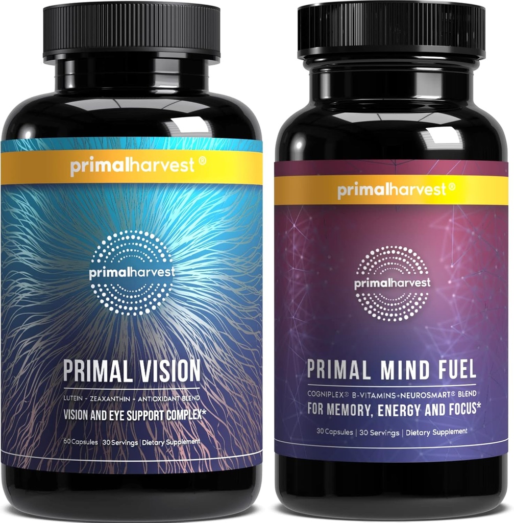 Primal Harvest Brain Boost & Vision Ergänzungen für Frauen und Männer Vision und Eye Support Complex mit Lutein, Zeaxanthin Bundle