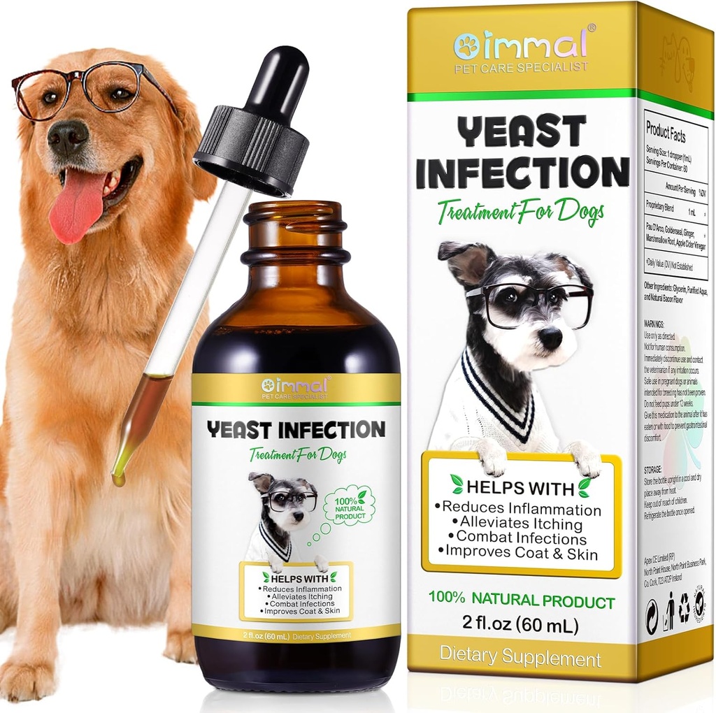 Hundehefe Infektion Behandlung, Natürliche Hefe Infektion Behandlung für Hunde, unterstützt Hund Ohr Infektion Behandlung und Allergy Itch Relief, Reduziert Entzündung, verbessern Mantel & Skin, Bacon Flavor, 2 Fl Oz