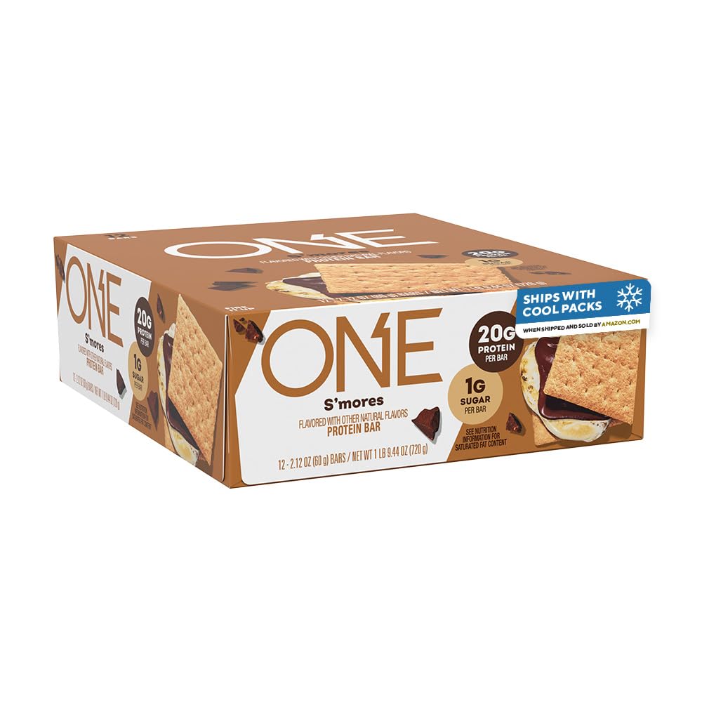 ONE Protein Bars, Smores, Glutenfrei mit 20g Protein und 1g Zucker, Pantry Staples, 2.12 oz (12 Count), Packaging May Vary