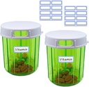 Pill Organizer 4 Compartment 2PCS Pill Dispenser Large Portable Pill Box Monthly Medicine Organizer for Pills, Fish Oils, Vitamins, Supplements (Pill Case 2 Pack + Self Adhesive Labels)
