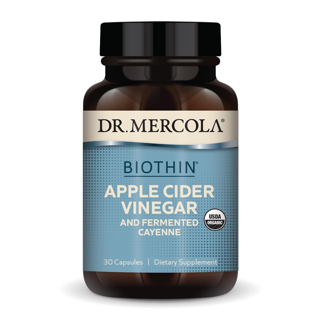 Dr. Mercola Biothin Bio Apfel Apfelessig und Fermented Cayenne, 30 Servierungen (30 Kapseln), Nahrungsergänzung, Verdauungsunterstützung, Non-GMO, USDA Organic