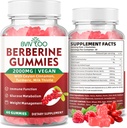Premium Berberine Gummies, 2000mg Hohe Potenz Berberine HCI Supplement, Plus Ceylon Cinnamon, Milchdistel für Frauen & Männer, Immunsystem & Stoffwechselunterstützung - 60 Gummies