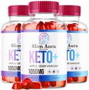 (3 Pack) Slim Aura Keto ACV Gummies - Offizielle Slim Aura Keto Plus Apple Cider Essig 1050MG Advanced Formula Gummys, All Natural Premium Formula, Slimaura Gomitas Bewertungen, 300 Gummi für 5 Monate