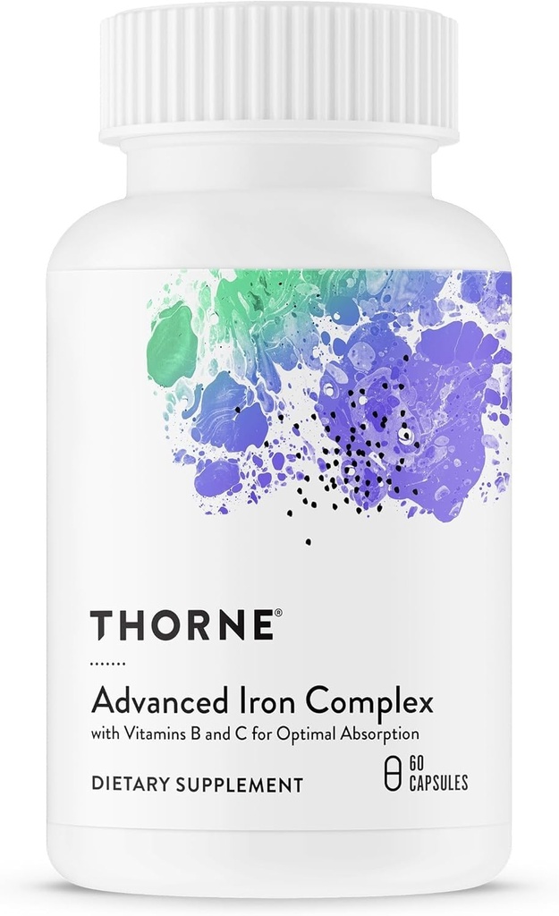 THORNE - Advanced Iron Complex - Complete Blood Support Formula* - Elemental Iron, Folate, B und C Vitamins for Optimal Absorption - Chelat Iron Supplement - Gluten, Dairy & Soy-Free - 60 Kapseln