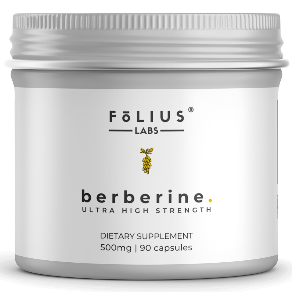 Clean Label Berberine HCl 97% - Klinisch untersucht Ultrahochfest Pure Berberine 500mg Supplement - Glutenfrei - 90 Kapseln