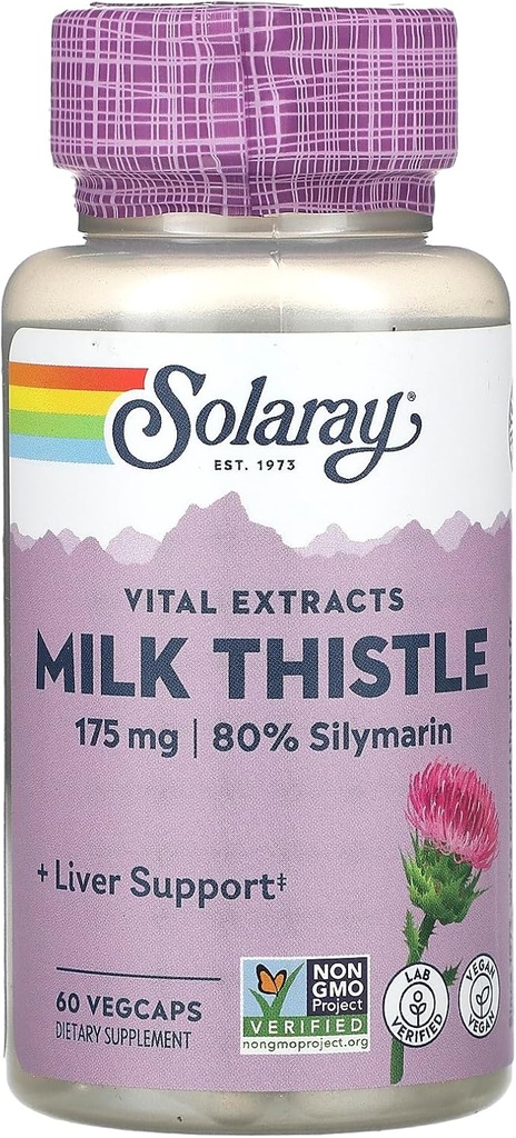 Supplément extrait de chardon de lait Solaray, 175mg, 60 Compte