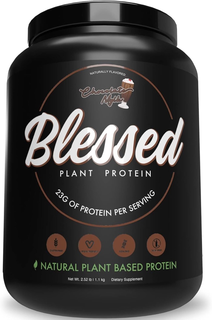 Blessed Vegan Protein Powder - Pflanzenbasiertes Protein-Pulver-Male-Ersatzprotein-Shake, 23g Pea Protein-Pulver, Dairy Free, Glutenfrei, Sojafrei, Ohne Zucker Hinzugefügt, 30 Portionen (Chocolate Mylk)