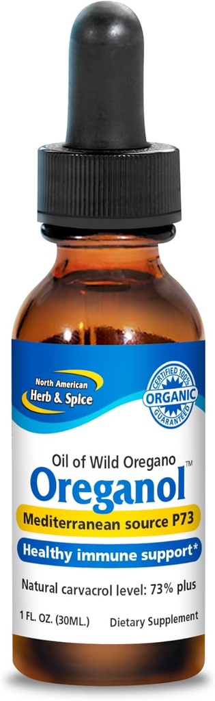 NORTH AMERICAN HERB & SPICE Oreganol - 1 fl oz, Pack of 2 - Unprocessed, Wild, Organic Oregano Oil - Mediterranean Source P73 - Non-GMO - 864 Total Servings