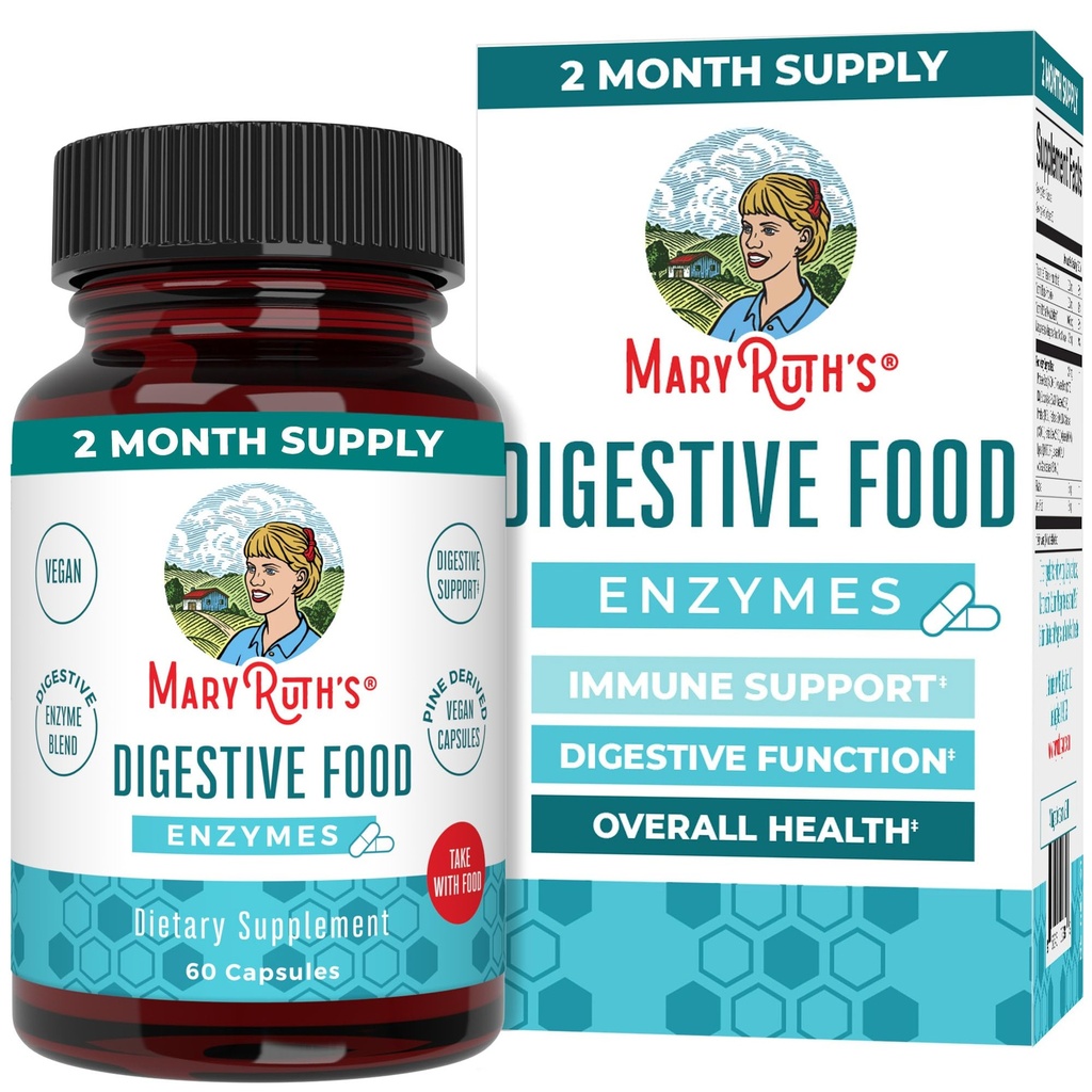 MaryRuth Organics Verdauungsenzyme | Bis zu 2 Monate Versorgung | Vegan Verdauungshilfe und Gutgesundheit Enzymkomplex | über 12 Enzyme | Vitamine B6 & B12
