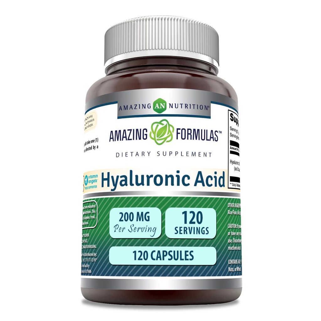 Erstaunliche Formeln Hyaluronsäure Ergänzung | 200 Mg Pro Servieren | 120 Kapseln | Non-GMO | Gluten Free | Made in USA