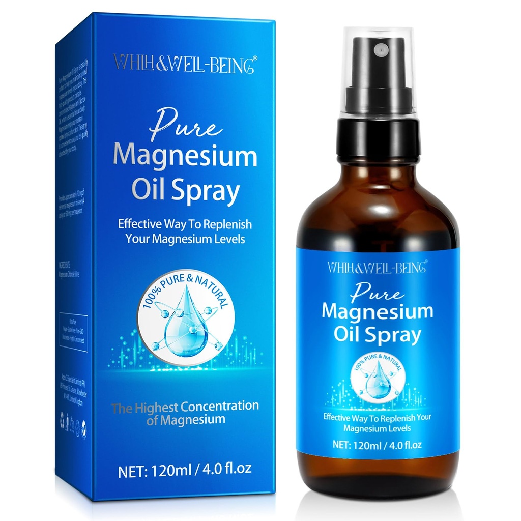 Magnesium Spray, reines Magnesiumöl Spray Natürlich in Glasflasche, einfach zu absorbieren und zu verwenden 120ml