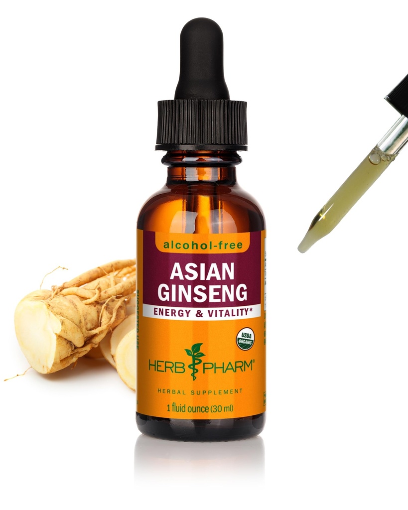 Herb Pharm Asian (Panax) Ginseng Liquid Glycerite für Energie und Stamina, Alkoholfreies Glycerit, 1 Oz