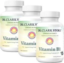 Bernard Jensen's Dr. Clark Store Vitamin B1 Thiamine 500mg Supplement -Thiamine B1 Ergänzung für gesunde Nervensystem und Energie Metabolismus, Glutenfrei, Dairy Free - 100 Gelatin Kapseln 3Pack