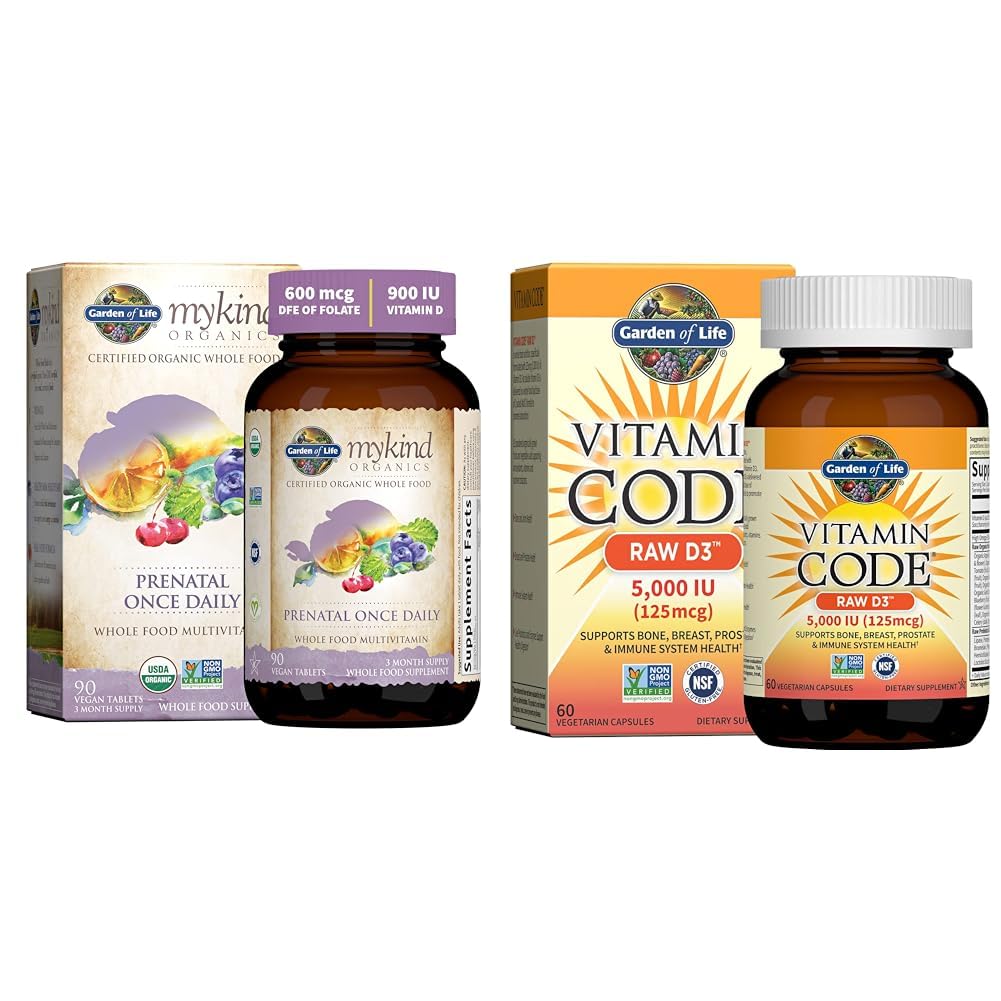 Garten des Lebens Bios Pränatales Vitamin: Folat für Energie & Gesunde fötale Entwicklung & Vitamin D, Vitamin Code Raw D3, Vitamin D 5.000 IU