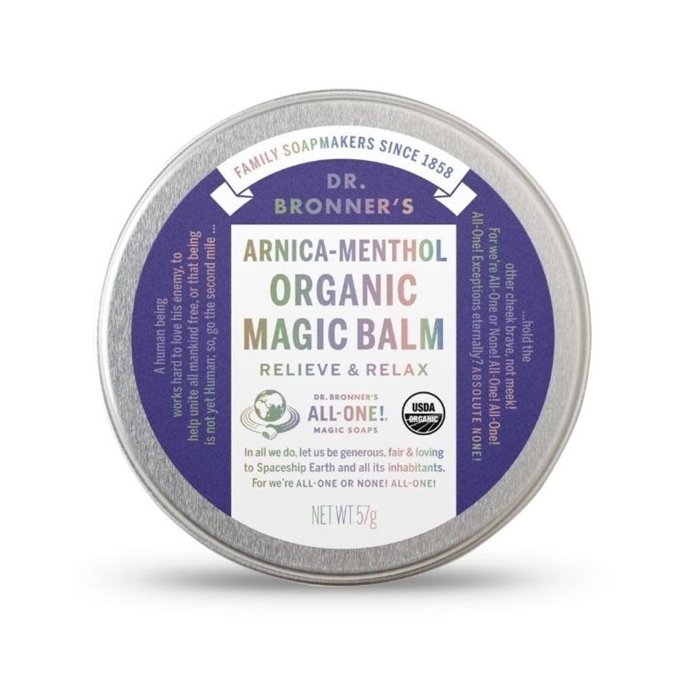 Dr. Bronner's - Organic Magic Balm (Arnica-Menthol, 2 Ounce) - Made with Organic Beeswax and Organic Hemp Oil, Relieves and Relaxes Sore Muscles and Achy Joints, Moisturizes and Soothes Dry Skin