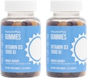 NaturesPlus Gummies Vitamin D3 1000 IU, Mixed Berry - 60 Gummis, Packung mit 2 - Fördert Knochengesundheit und Immunfunktion - Vegan, Glutenfrei, Non-GMO - 120 Gesamt Servierungen