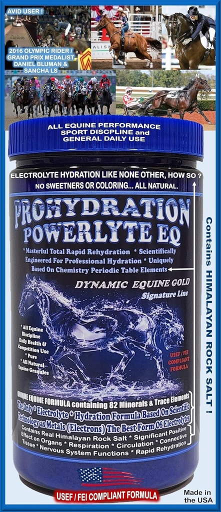 PROHYDRATION EQ...La nouvelle race en Électrolyte Hippique / Formule de système de matrice d'hydratation professionnelle. 1080g (60 jours de service)