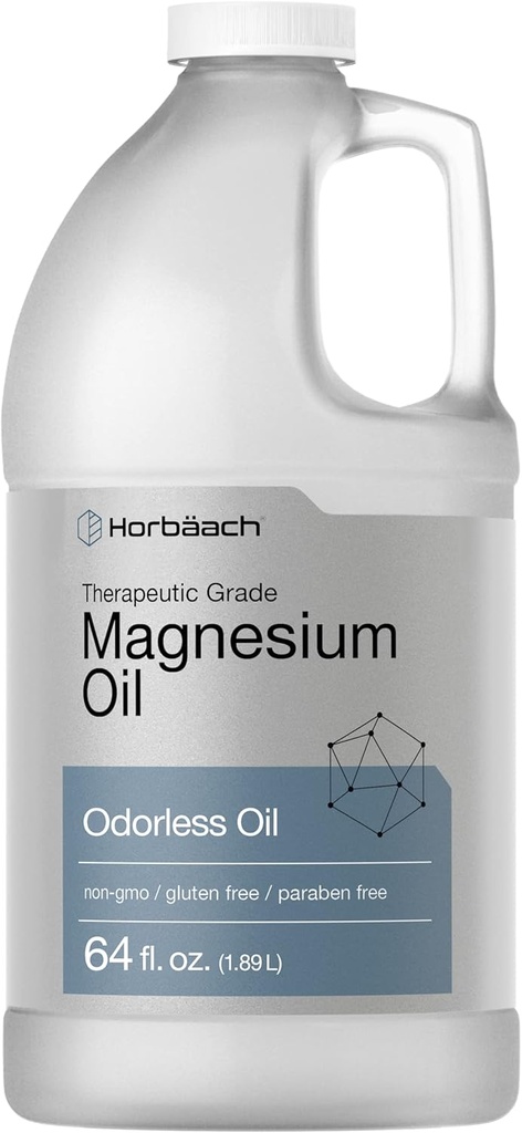 Horbäach Magnesium Öl | 64 fl. oz | Therapeutic Grad | Vegetarisch, Non-GMO, Glutenfrei und Paraben freie Odorless Formel