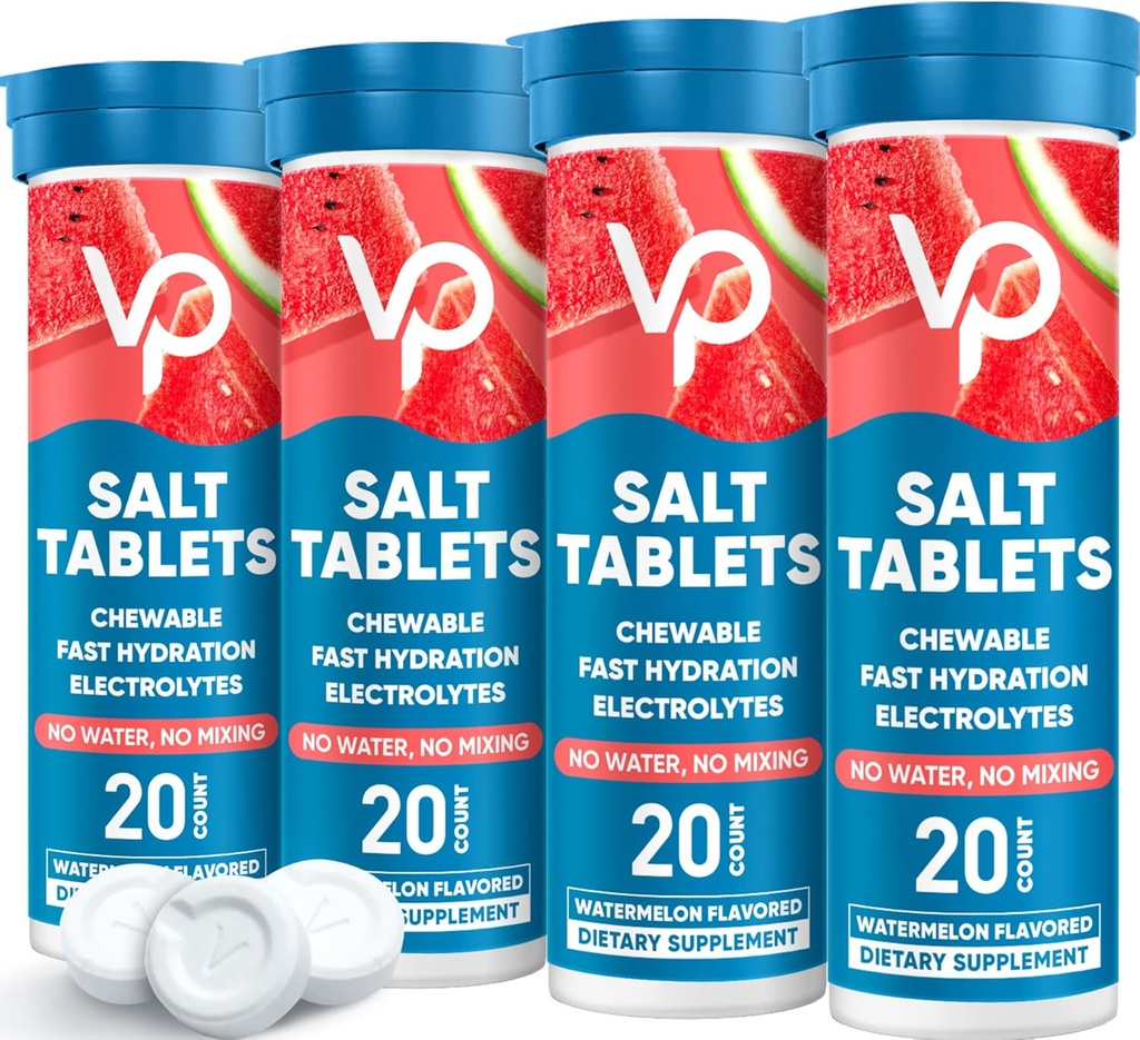 Venture Pal Chewable Electrolyte Tablets, 80 Count Fast-Dissolve Sugar-Free Stick Salt Tablets - Vielfalt Pack für schnelle Hydration, Outdoor Laufen, Wandern, Sport | Keto & Vegan Friendly | 4 Pack