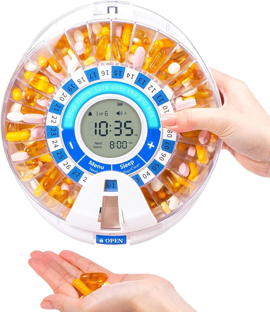 Zoksi Automatic Pill Dispenser Machine for Elderly with Alarm, Electronic Pill Dispensers and Organizers, Timed Medication Dispenser, Monthly Medicine Reminder for Prescriptions and Vitamins
