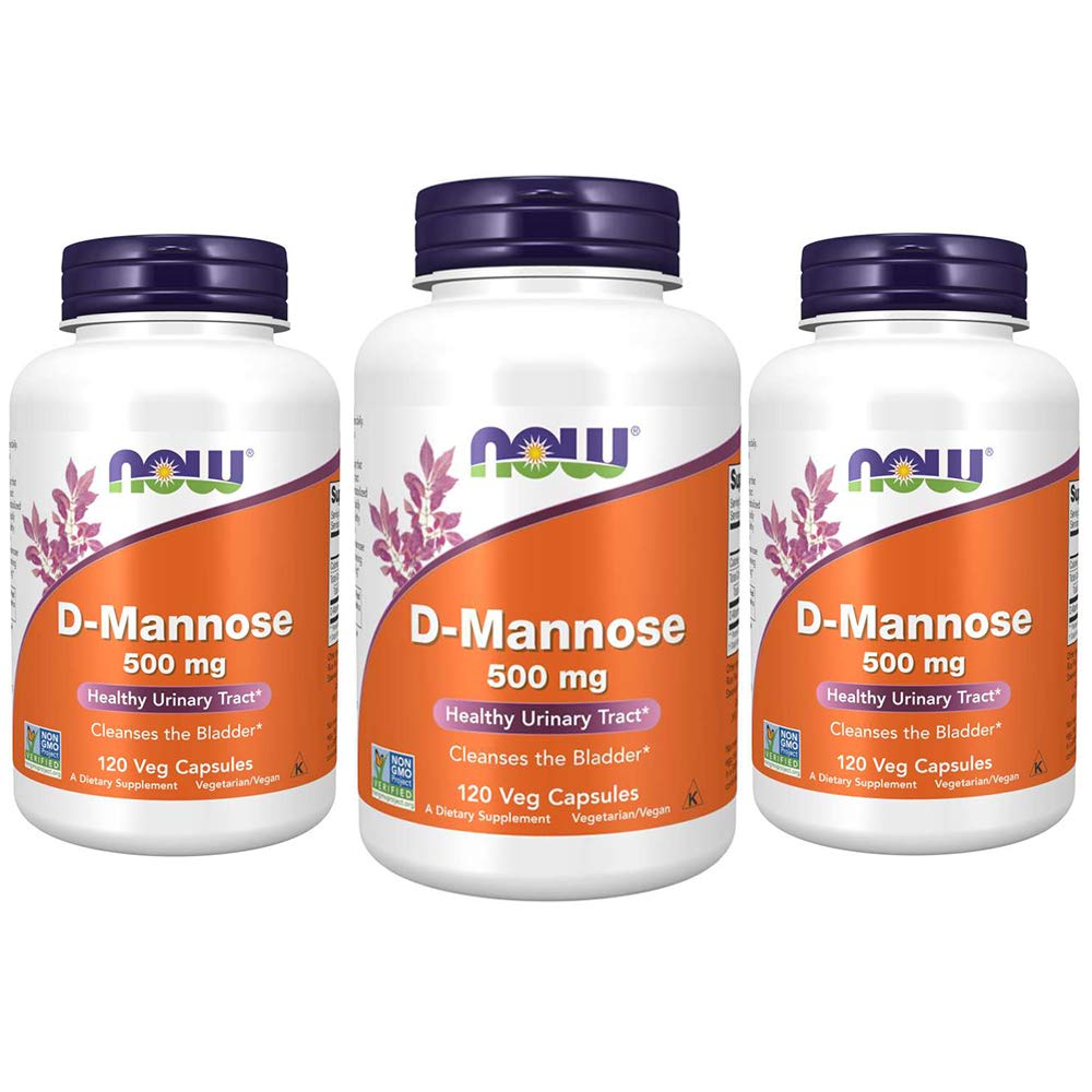 JETZT Nahrungsergänzungsmittel, D-Mannose 500 mg, Non-GMO-Projekt Verified, Healthy Urinary Tract*, 120 Veg Capsules (Pack von 3)