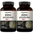 2 Packung maximale Stärke Zink 100mg, Zink Picolinat Ergänzung, 480 Kapseln, Zink Vitamin und Immun Vitamine für Enzym-Funktion und Immununterstützung, Non-GMO und Made in USA