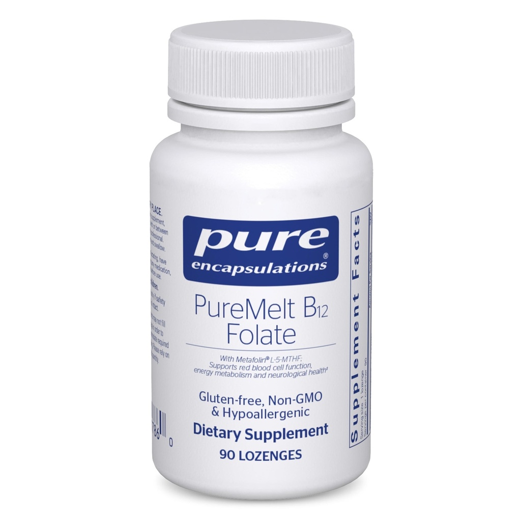 Pure Encapsulations PureMelt B12 Folate - Active B Vitamin mit L-5-MTHF - Stoffwechselunterstützung & Red Blood Cell Function* - Non-GMO & Vegan - 90 Lozenges
