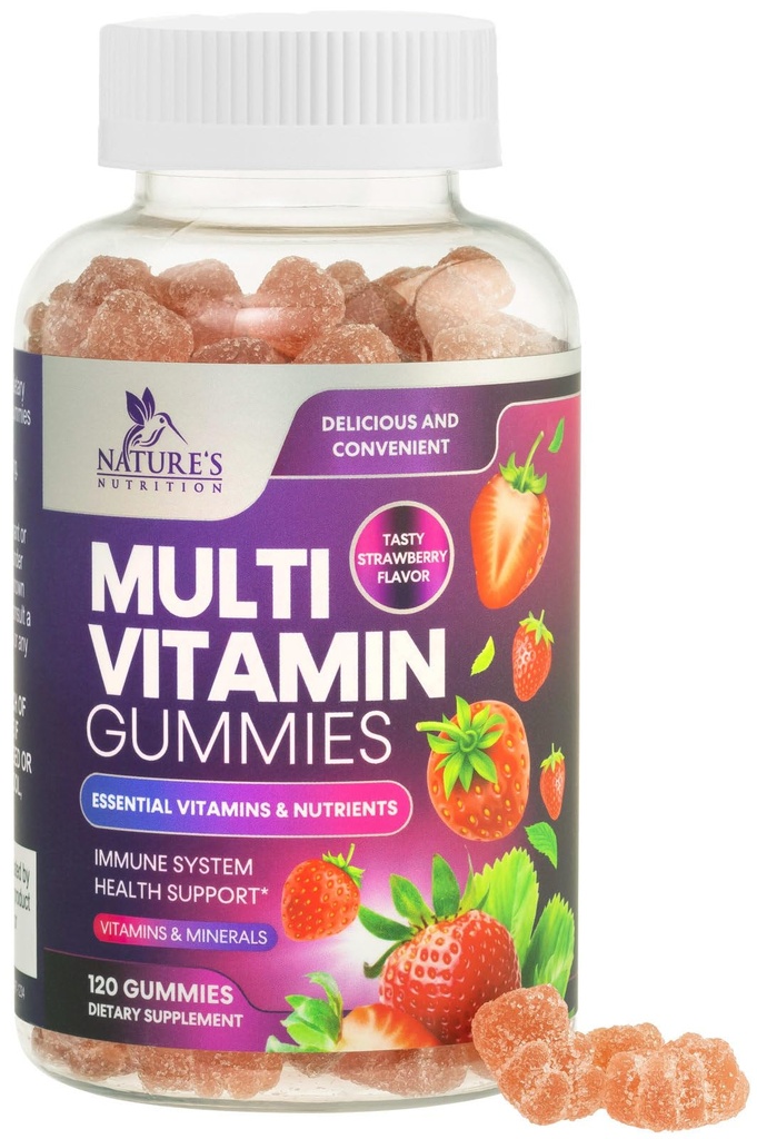 Multivitamin-Gummien für Erwachsene, Tägliche Gummy Vitamine & Minerals mit Vitaminen A, C, D, B12 für Frauen und Männer, Immununterstützung Gummy Multivitamins Supplement, Adult Multi VIT Vitamin - 120 Gummis