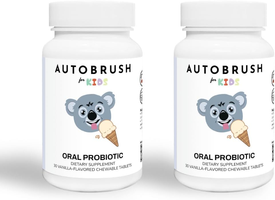 autobrush Kids Oral-Care langsam lösen Probiotische Tabletten | Dental Ergänzungen | Gesundere Zähne und Gums | Balanced Mouth Biome| 30 Count (Vanilla) (2)
