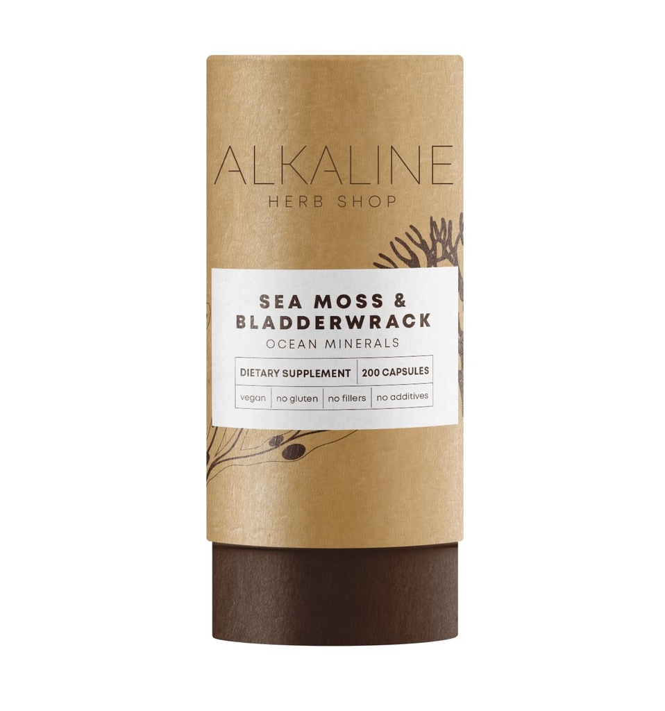 Alkaline Kräuter Shop Sea Moss & Bladderwrack Supplement 200 Kapseln