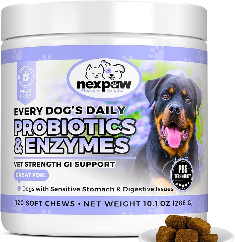 Dog Probiotics and Digestive Enzymes - Relief Durchfall, Hundegas, Bloating, Constipation, Upset Stomach - Pet Digestive Support - Soft Chews Probiotics for Dogs & Puppies