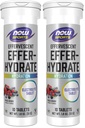 NOW Sporternährung, Effervescent Effer-Hydrate, Elektrolyt-Ergänzung, Erholung*, Mischbeere, 10 Tabletten (Pack von 2)