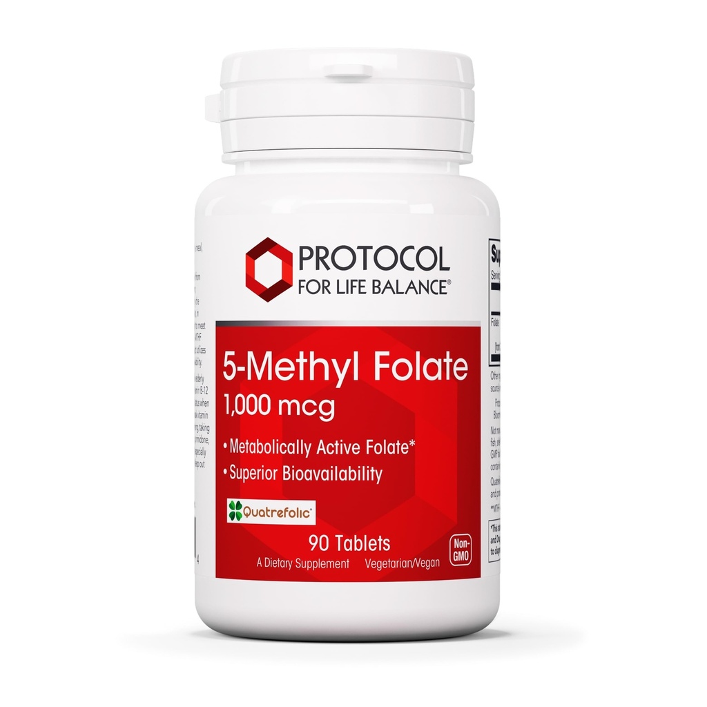 PROTOCOLE POUR LA BALANCE DE VIE 5-méthylfolate 1000mcg - Biodisponibilité supérieure du Methylfolate - pour le soutien du cerveau - Supplément folate pour les femmes et les hommes - Kosher & Vegan - 90 onglets