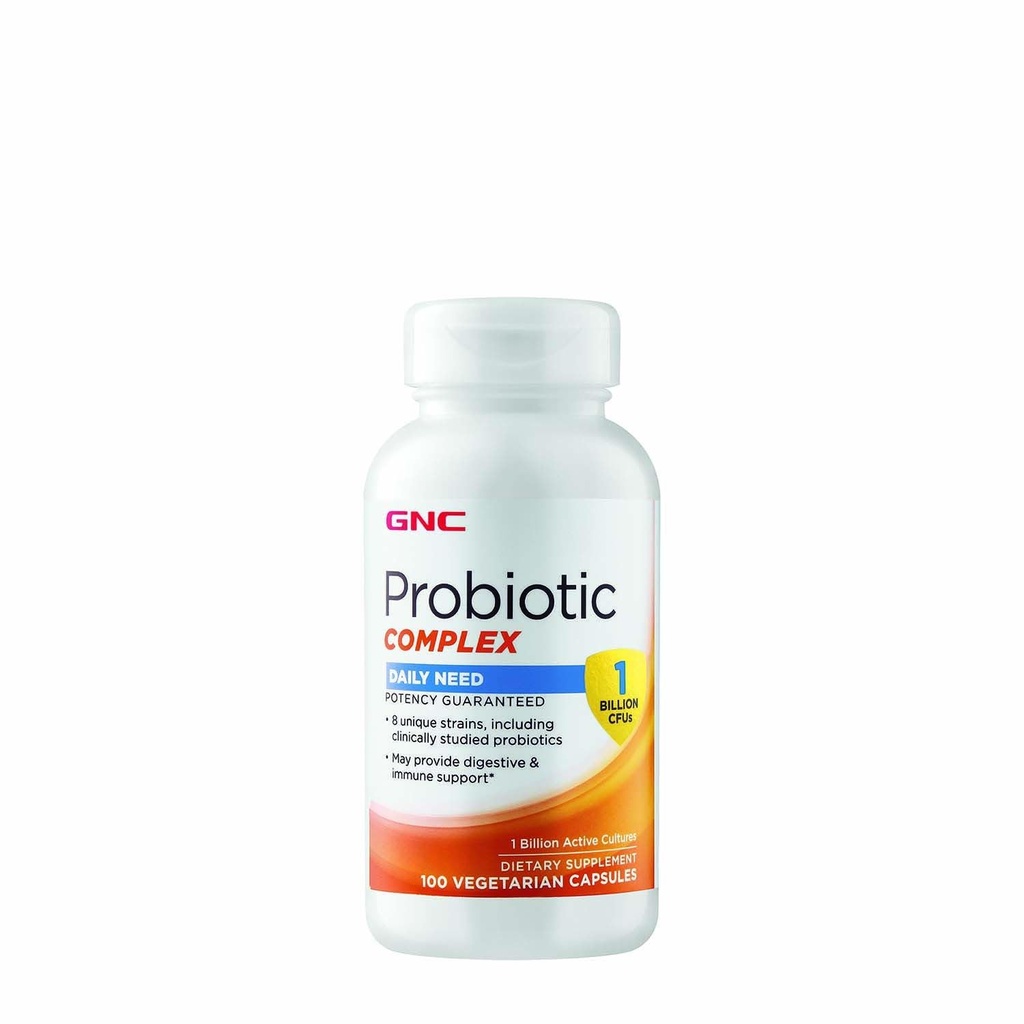 GNC Probiotic Complex Daily Need Supplement, bietet Verdauungs- und Immununterstützung, 1 Billion CFUs, 100 Vegetarische Kapseln, 100 Servierungen