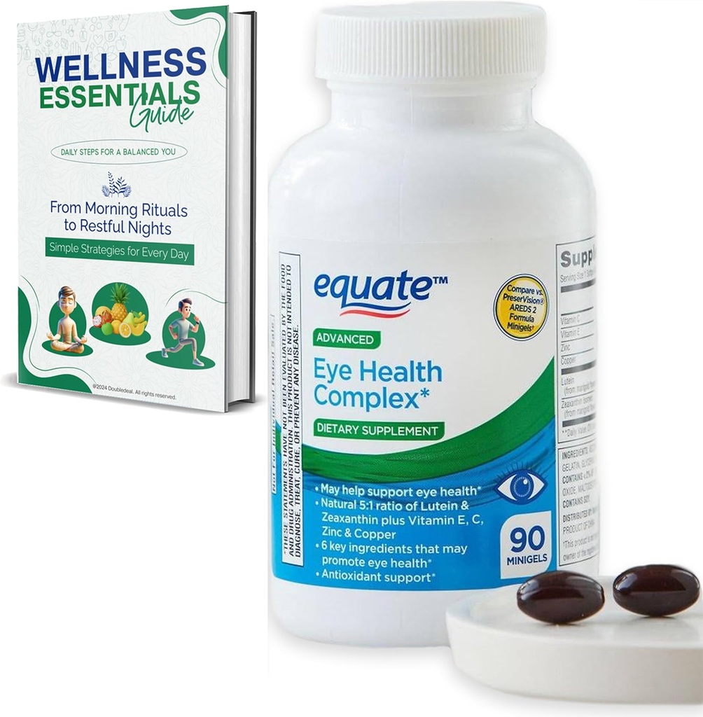 Minigels avancés de santé oculaire 90 Compte, mélange caroténoïde avec lutéine et zéaxanthine + vitamines E, C, zinc et cuivre (45 jours d'approvisionnement)