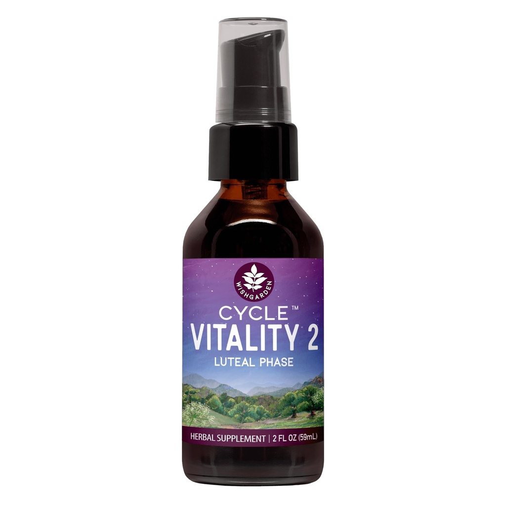 WishGarden Kräuter Cycle Vitality 2 Luteal Phase - Pflanzenbasierte Progesterone Ergänzung mit Wild Yam & Vitex Chasteberry unterstützt gesunde Menstrual Cycles, Fertility & Healthy Progesterone Levels, 2oz