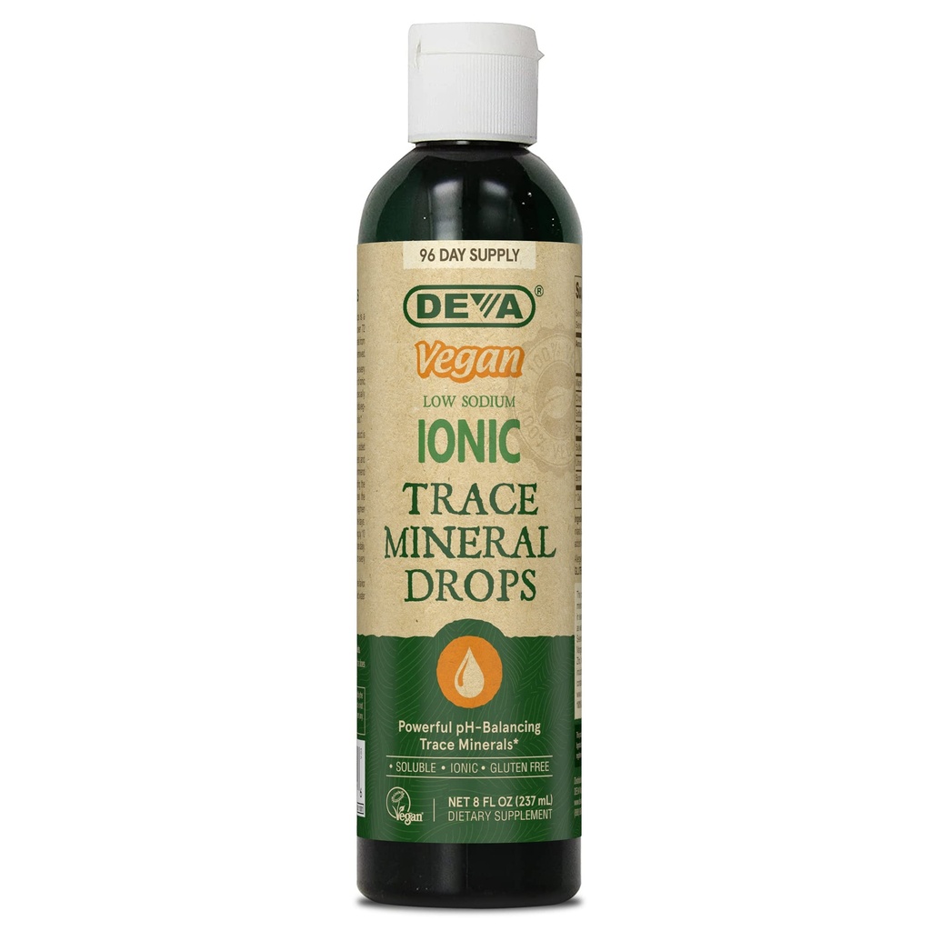 EVA Vegan Ionic Trace Mineral Drops, Sodium bas, pH Balancing, 96 jours d'approvisionnement, 8 Fl Oz